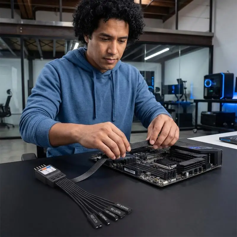 Desktop Motherboard 9Pin Header Extension Cable 20 30 50cm Flat Flexible for Front Panel USB Connectors
