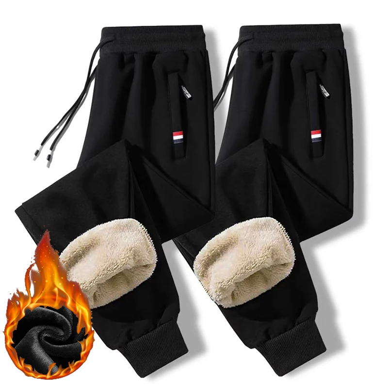 Men Winter Thermal Pants Male Fitness Jogging Taper Leg Sweatpants Fashion Casual Lambs Wool Warm Windproof Trousers