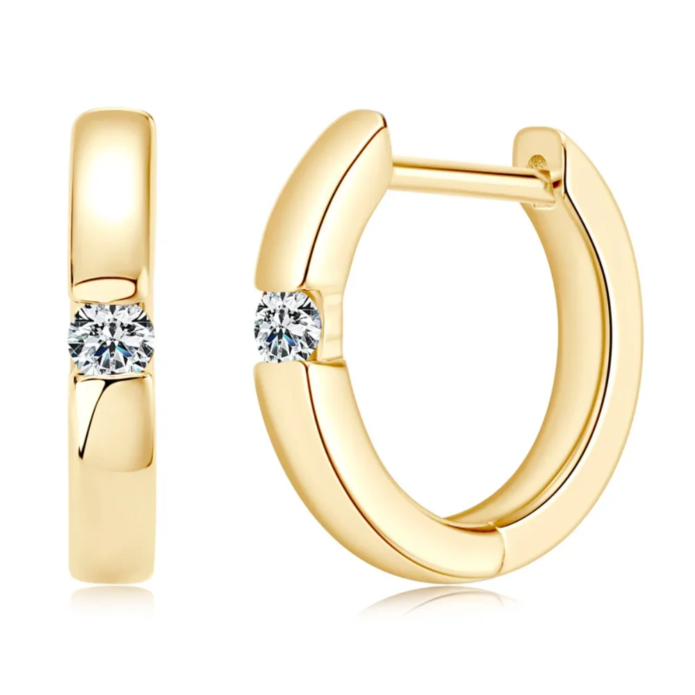 Linkerlove Moissannite Hoop Earring for Women 18K Gold Plated S925 Sterling Silver Diamond Earrings Party Fine Jewelry Gifts
