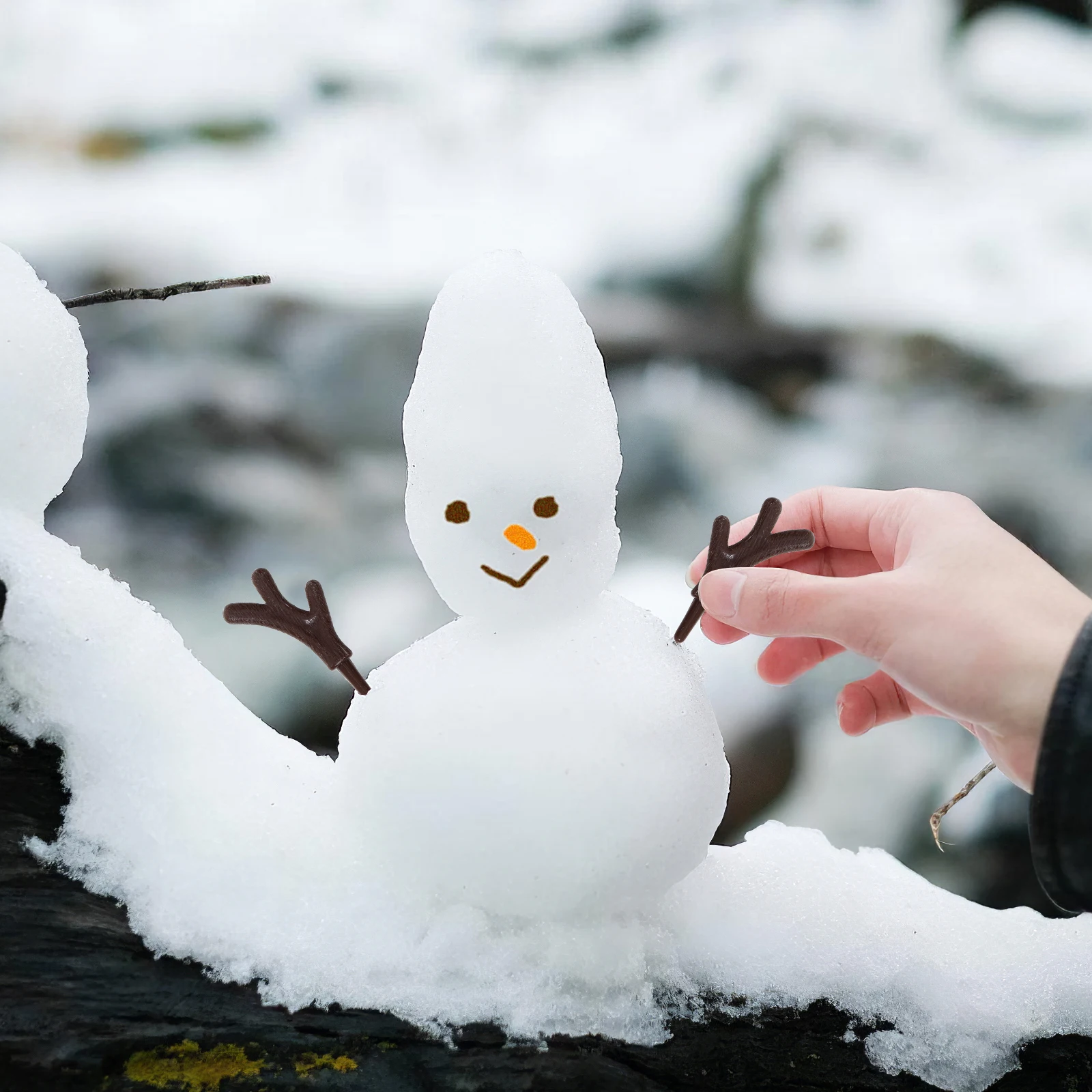 

100pcs Plastic Snowman Hand Accessories Mini Craft Antlers Branch Christmas Figures for DIY Home Decor Holiday Gifts