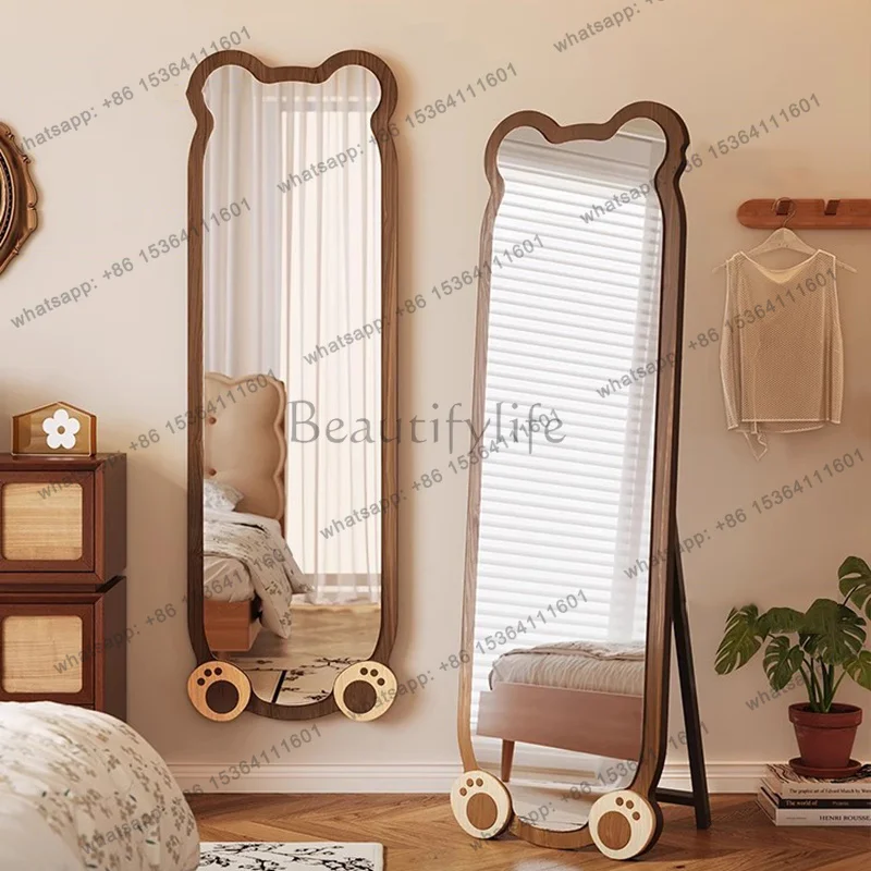 LD Wooden Cute Mirror Decoration Standing Bedroom Aesthetic Long Girls Full Body Mirror Modern Cosmetics Spiegels