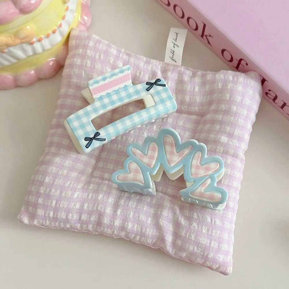 

Fairy Korean Style Lattice Hair Crab Clip Flower Triangle Acrylic Bow Hair Claw Headwear Square Geometry Shark Clip Daily