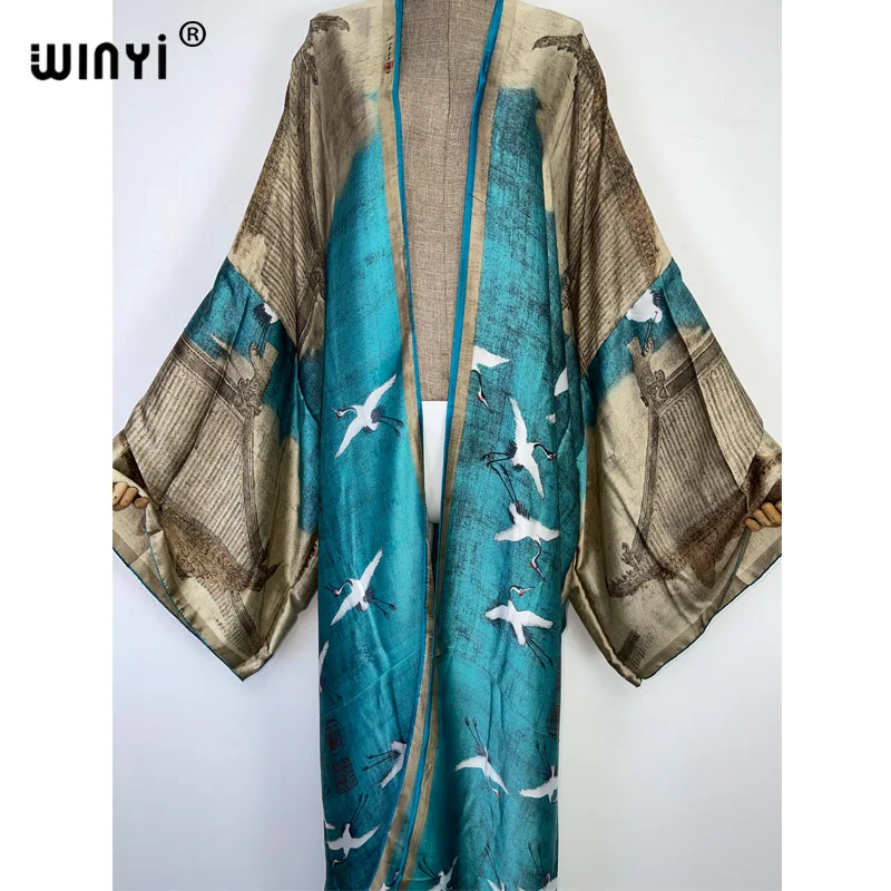 Kaftan WINYI แอฟริกา Tunic บิกินี่หวานเลดี้ปาร์ตี้ใหม่ Cardigan Stitch ค็อกเทล Sexcy Boho Maxi Holiday Batwing แขน KIMONO