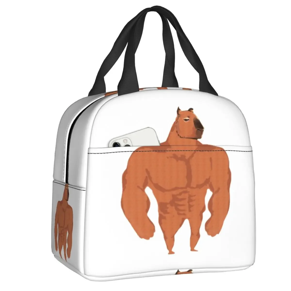 

Buff Capybara Thermal Insulated Lunch Bag Women Portable Lunch Container for Kids School Children Storage Food Box