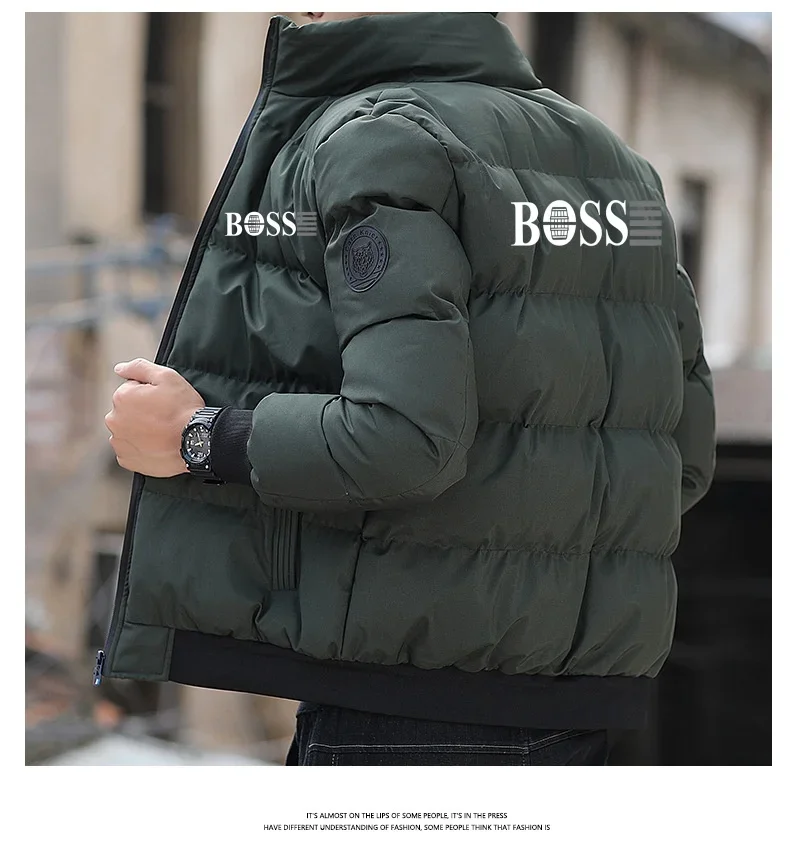 

The 2025 new best-selling men's stand-up collar cotton-padded jacket with tiger head logo, thick casual parka, winter trend S-5X