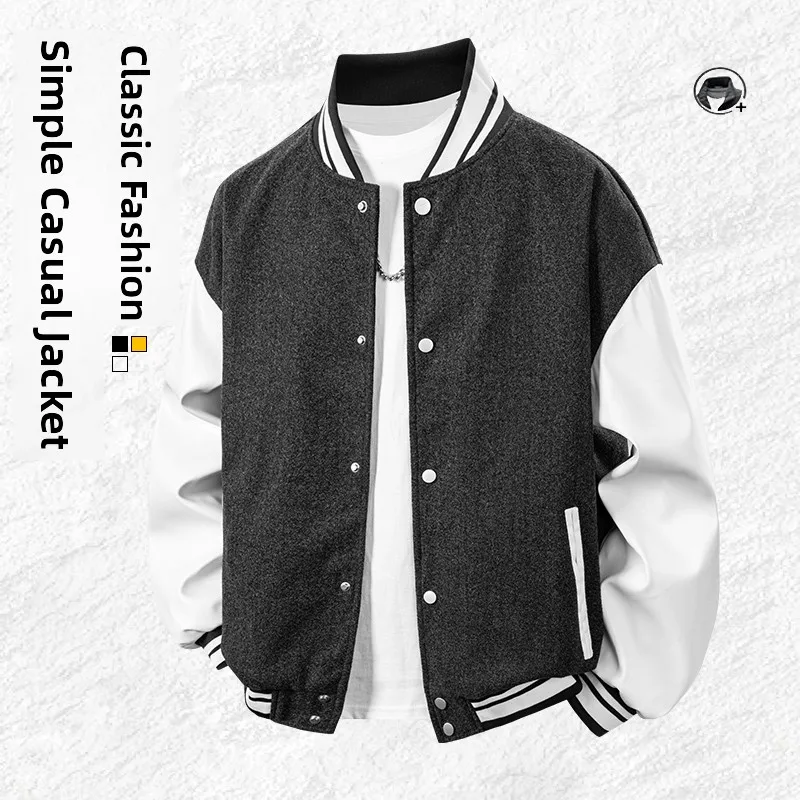 Bluza baseballowa dla par, luźna odzież wierzchnia, długa bluza, młodzieżowa, codzienna, męska, damska, jesienno-zimowa, modny trend.