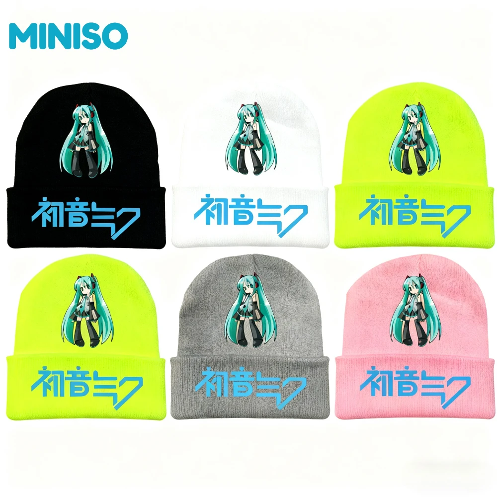 

MINISO Kids Knitted Hat Girls Beanie with Text Print Warm Winter Cartoon Beanie Outdoor Sports Hat Children's Birthday Gift