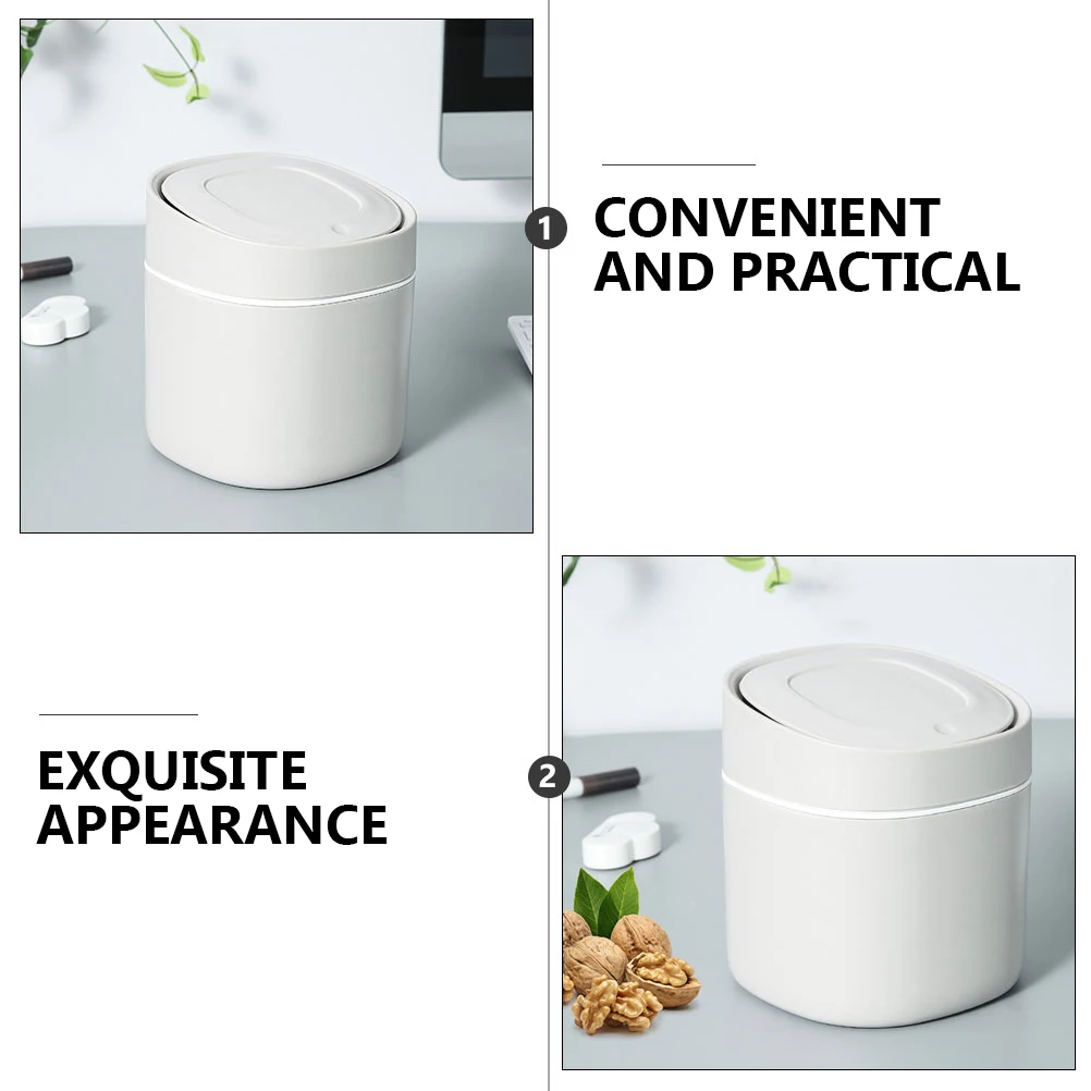 

Desktop Trash Can Small Wastebasket Home Office Rubbish Container Stainless Steel Spring Storage Household Decor Practical Chic