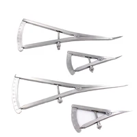 Calibrador de odontología, herramienta de escala de regla Dental de acero inoxidable con cabeza recta curvada quirúrgica médica para instrumento de laboratorio de medida