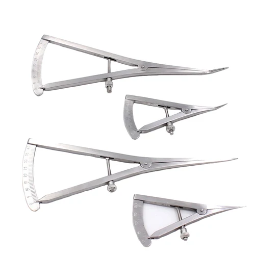 Imagen 1 del producto Calibrador de odontología, herramienta de escala de regla Dental de acero inoxidable con cabeza recta curvada quirúrgica médica para instrumento de laboratorio de medida