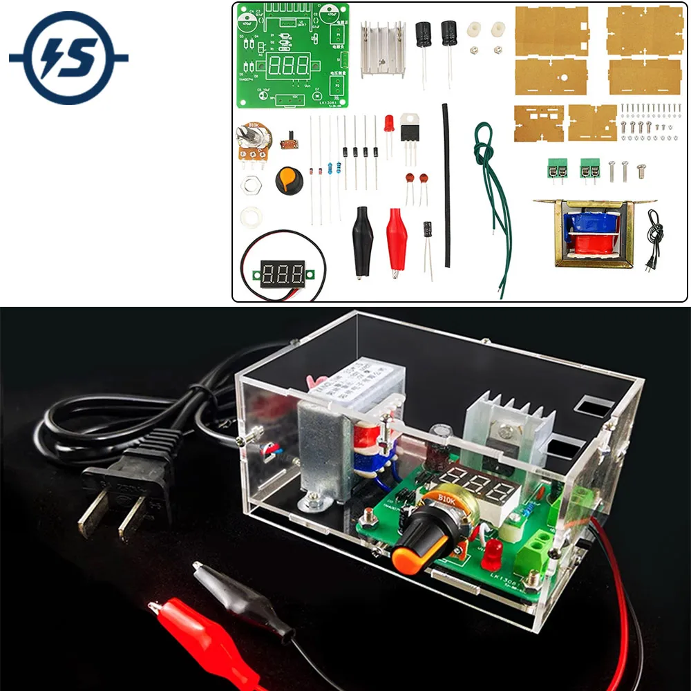 LM317 Adjustable Voltage Regulator Power Supply Module DIY Electronic Kit With LED Meter Board Soldering Project Practice Suite