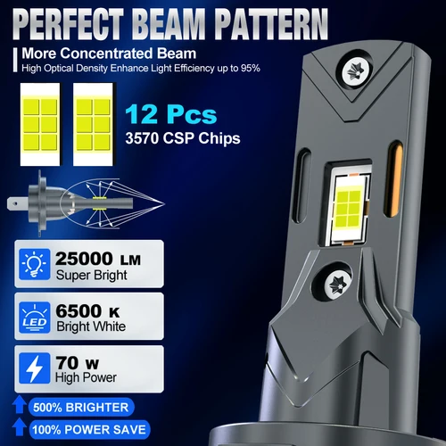Imagen 2 del producto XSTORM H4 H7 bombillas LED 25000LM 70W faro LED Canbus lámpara alta/baja 6500K 12V 24V faros antiniebla para coche Plug Play