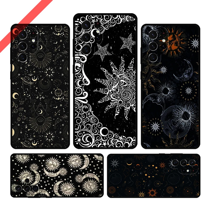 Celestial Mosaic Sun Moon Phone Case For Samsung Galaxy S20 FE S21 S10 S23 Plus S24 S22 Ultra Coque Note20 Note10 S9 S8 Cover