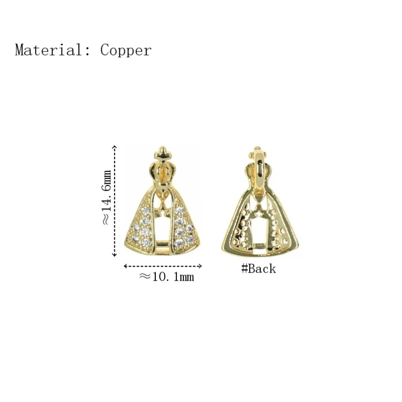 

2Pcs Triangle Charms Gold Color Cubic Zirconia Invisible Setting Pendant Copper Approx 10.1x14.6mm Jewelry Special Gift