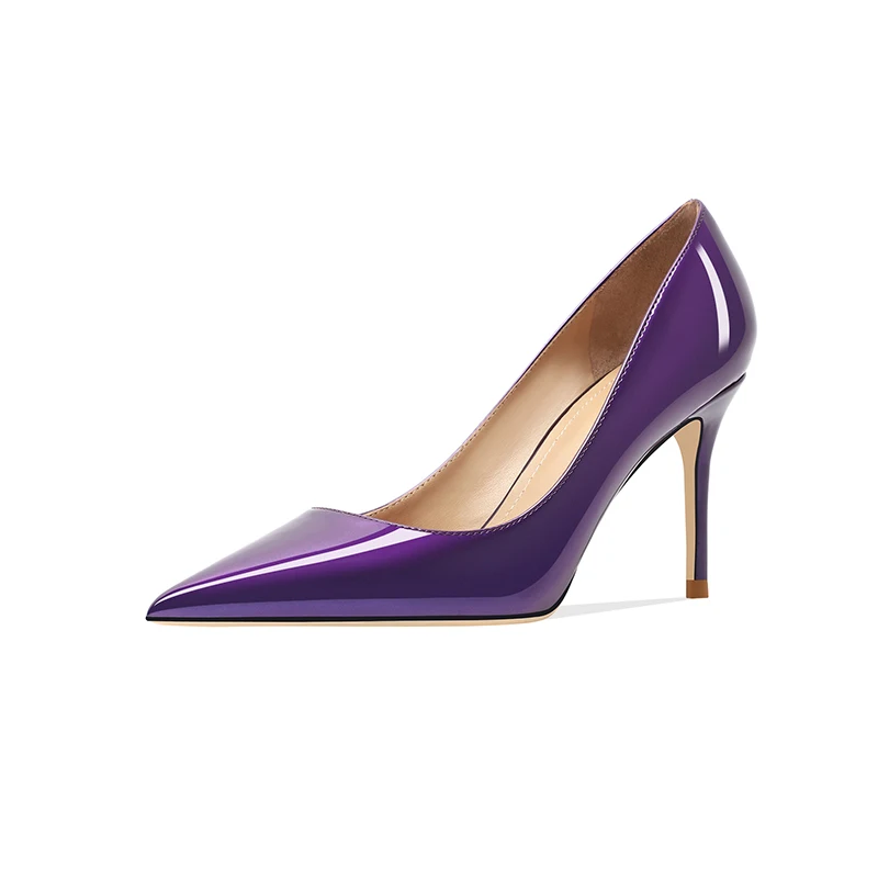 

Women Low Heels Pointed Toe Fashion Flash Purple Pumps Ladies High Heeled Pumps Slip on Single Shoes Summer Autumn Spring