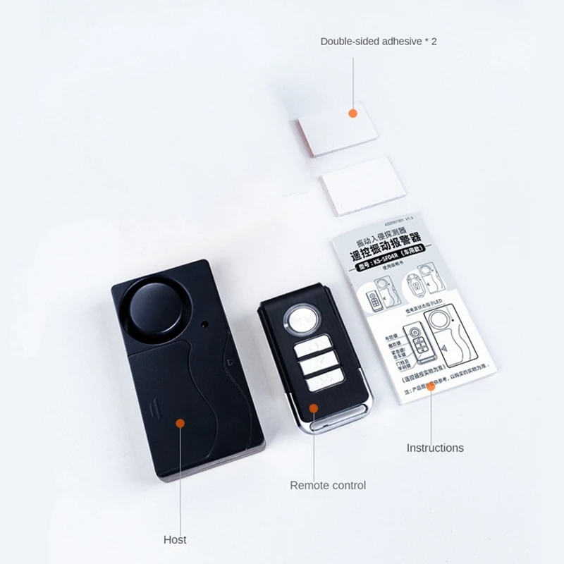 Controle remoto Vibration Alarm Set, Sensibilidade ajustável, Alarme alto para veículo elétrico