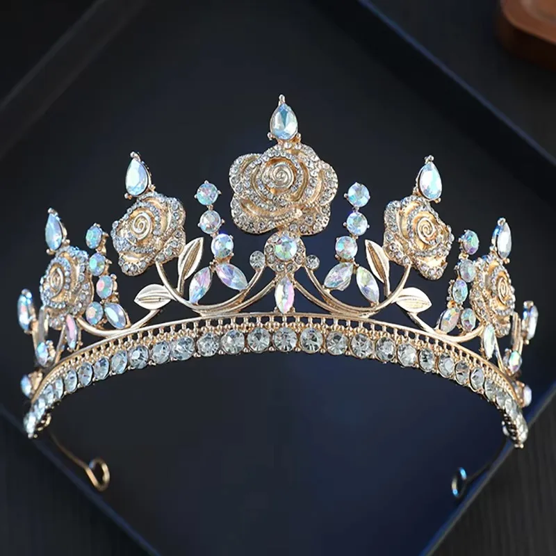 

Sweet and elegant new flower bridal crown crystal rhinestone alloy wedding headgear design noble birthday wedding party headgear