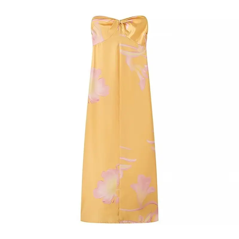 

Summer 2024 Women's Sexy Slim Fit Silk Satin Print Wrap Dr Svel Gown for Special Ocns And Evening Wear