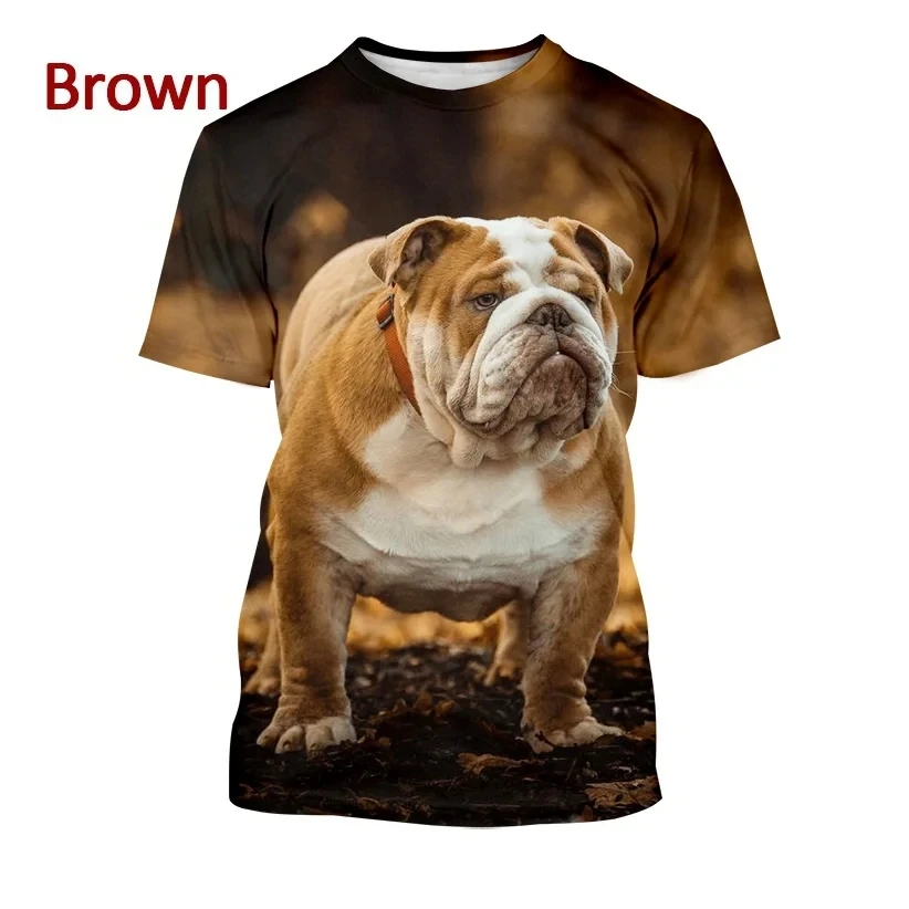 French Bulldog Animal Pattern Men's Printed T-shirt Summer Fashion Casual O-Neck Short Sleeve Harajuku Street Hip Hop Top