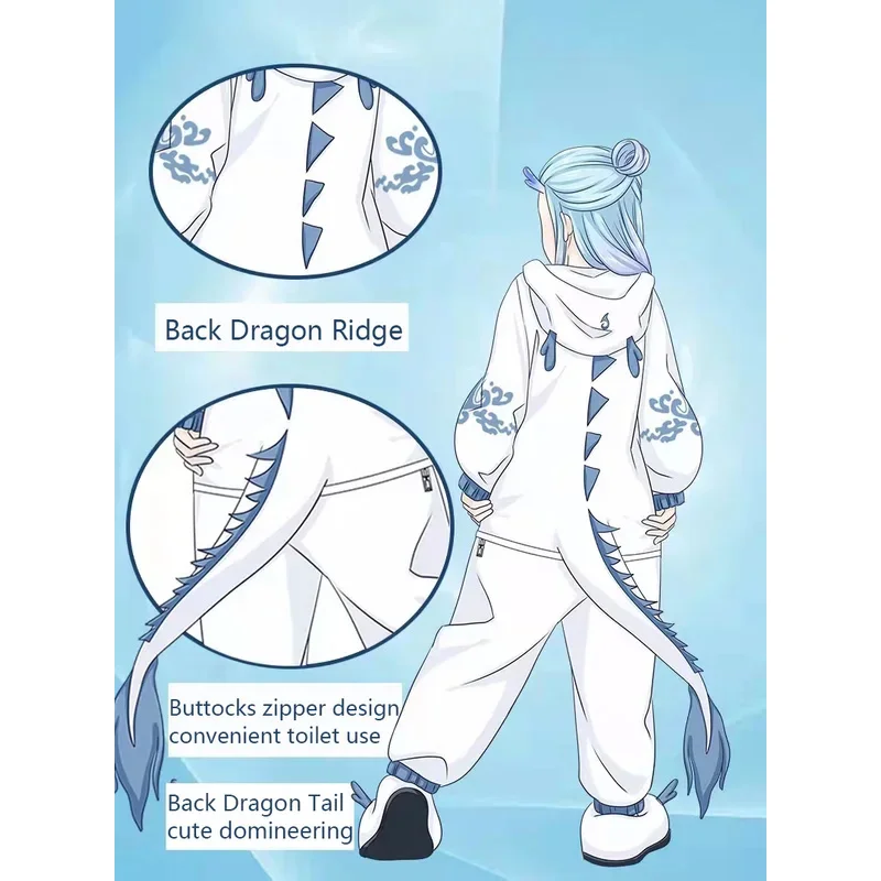 qq34Anime Kurama Nine Tailed Fox Pajamas Cosplay Costume Adult Men Women Jumpsuits Summer Winter Flannel Embroidery Home Sleepwe view 4