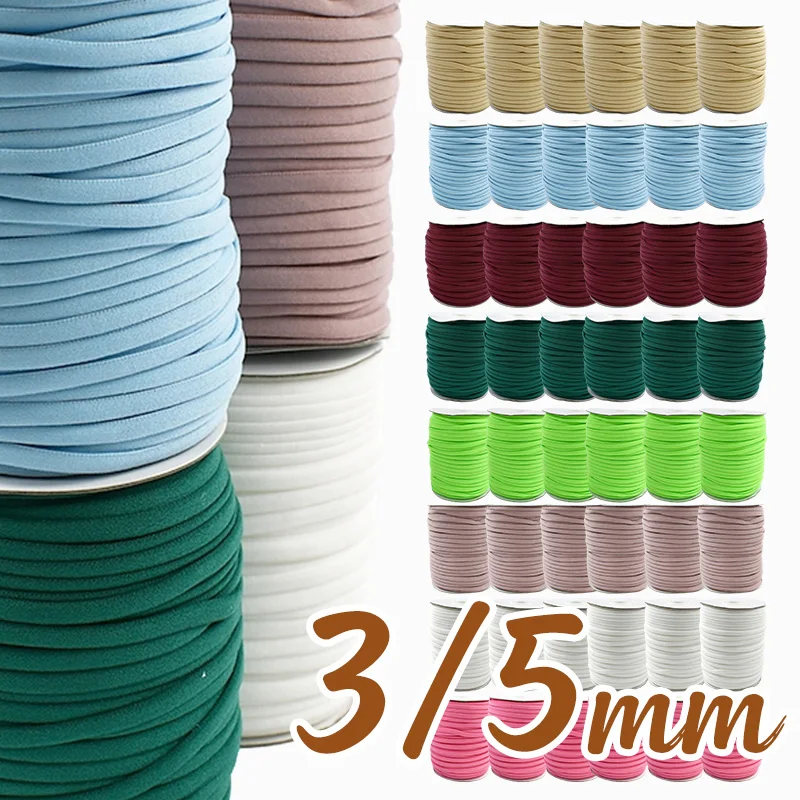 

30/50M Meetee 3/5mm Colored Polyamide Rope Mask Cord Oil Core Rubber Band Ear Hanger Hair Ring Stretch Ropes Sewing Accessories