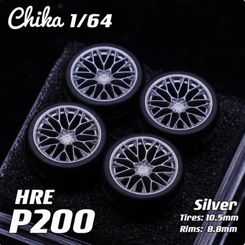 1/64 치카 HRE P200 9.7/10.5mm 개조 휠 허브 금속 레진 휠 고무 타이어 캘리퍼 없는 1:64 모델카에 적합