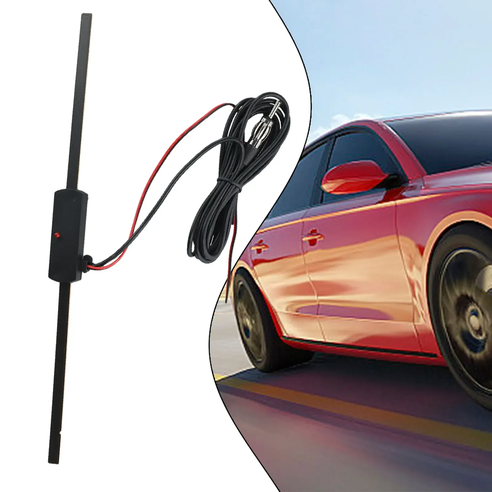 Car AM FM Radio Antenna Signal Booster 12V Car Windshield Signal Booster 7-foot Cable 6 MA 12V DC Auto Exterior Aerials Parts