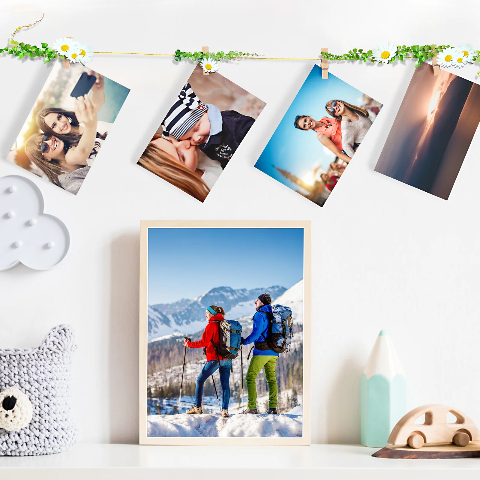 

1 Set Diy Photo Wall Clips Wooden Message Clips For Displaying Photos Postcards Memo Cards Home Office Party Decoration Wall