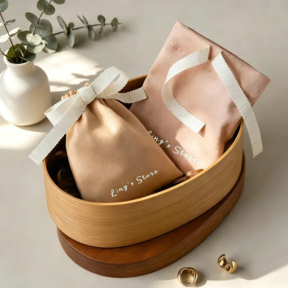 

100Pcs Customized Logo Jewelry Drawstring Packaging Bag Cosmetic Earring Perfume Sunglasses Keychain Watch Storage Display Pouch
