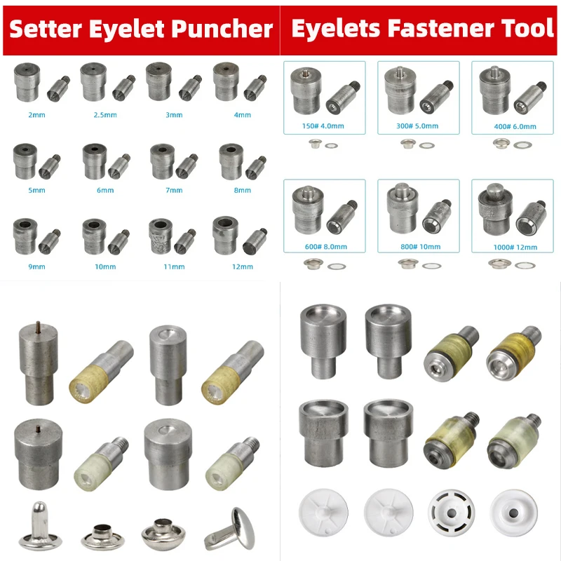 Hand Press Machine Metal Dies Mold Eyelet Double Cap Rivets Snap Fastener Buttons Installation Tools for Leathercraft Handmade