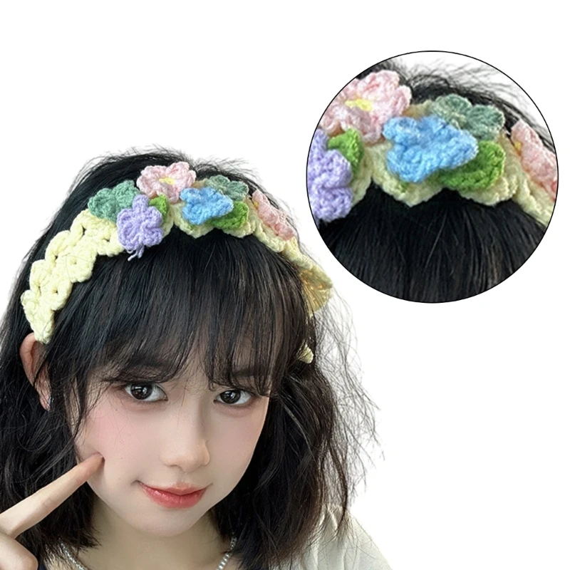 Girl Floral Headband Elegant Headscarf Creative Headband Hair Scarf Headwear Gifts Warm Colorful Head Wrap