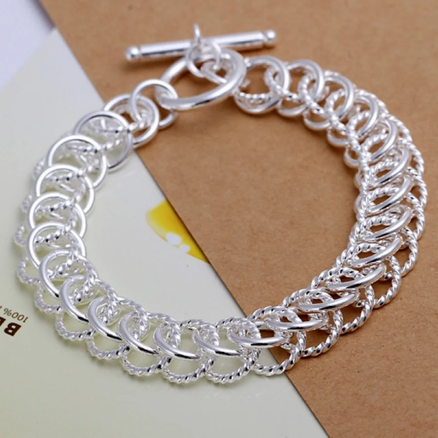 

925 Sterling Silver Charm Bracelets Fashion Beautiful for Women Lady Wedding Refined Geometry Jewelry Wholesale