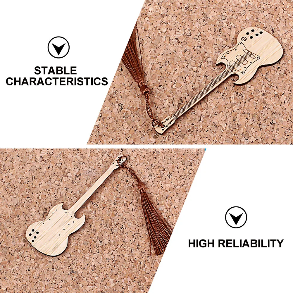 

Guitar Shape Bookmark Bamboo Page marker Ocean Inspired Wooden Book friendly Leaf Precision