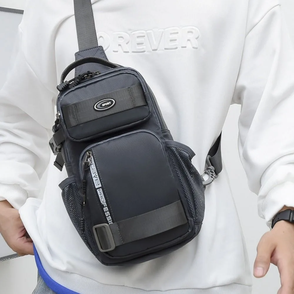 

Oxford Cloth Men Chest Bag Multifunction Solid Color Sports Message Bag Large Capacity Zipper Shoulder Crossbody Bag Travel