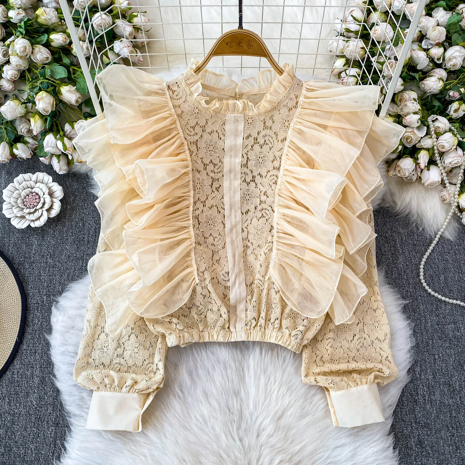 

Женские кружевные лоскутные топы с оборками, женские элегантные зимне-осенние блузки, пуловеры, рубашка для вечеринки, ужина, банкета, дня рождения, фестиваля