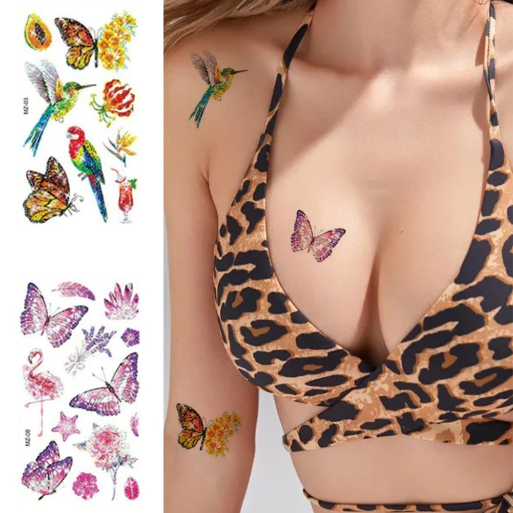 10pcs  Art Stickers Kit Butterfly Glitter​ Temporary Tattoo Sticker Body Arm Temporary Tattoo Water Transfer for Men Women Party