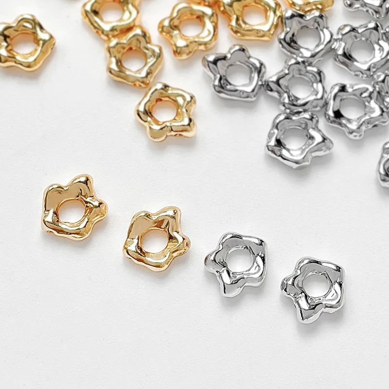Picture 3: 10pcs Copper Plated Gold Irregular Bead Bead Ring Diy Handmade Jewelry Bracelet Necklace Beaded Accessories