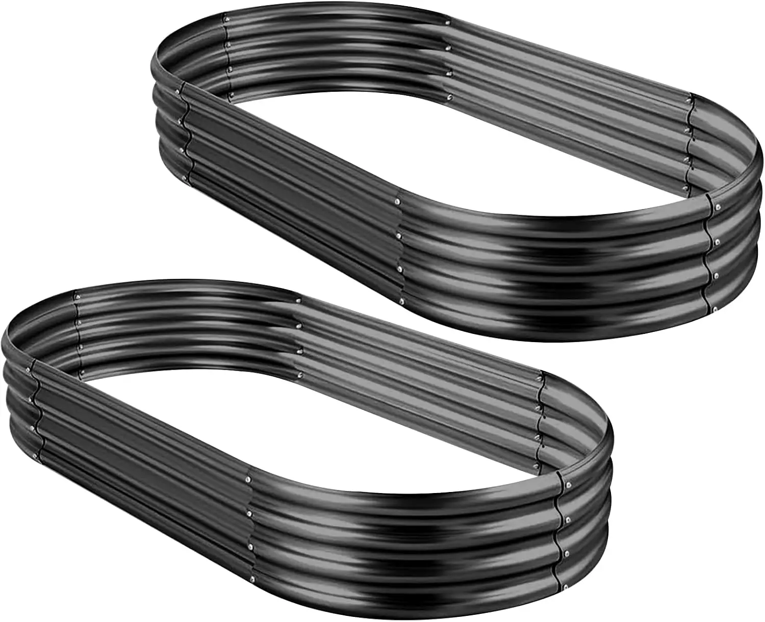 Land Guard 2Pcs Galvanized Raised Garden Bed Kit, 10×4×1ft Galvanized Planter Raised Garden Boxes Outdoor, Oval Large Metal Rais