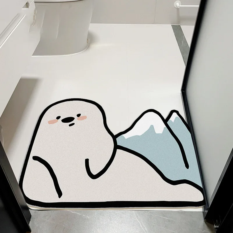 VIKAMA Cartoon Shape Diatom Mud Mat Absorbent Quick Drying Bathroom Mat Non-Slip Toilet Door Mat Home Decoration