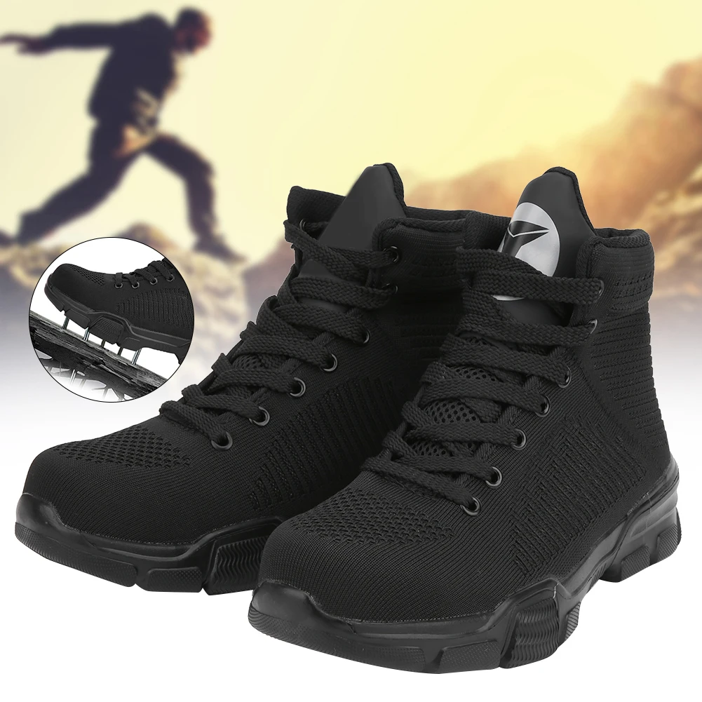 zk30 HighTop Breathable Men Shoes Lightweight AntiPuncture AntiSmashing Safety Outdoor Hiking Footwear(42 )