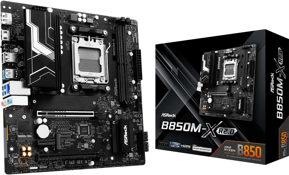 Micro-ATX AM5 Motherboard for AMD Ryzen 9000/8000/7000, DDR5 8200+ OC, PCIe 5.0, 2.5G LAN, BIOS Flashback