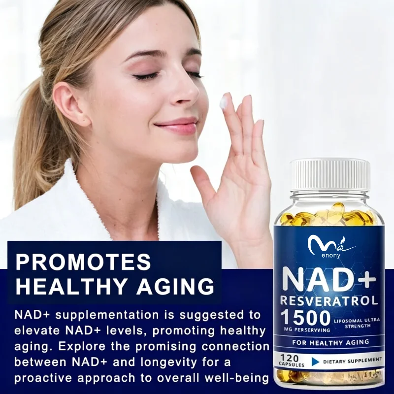 1500MG NAD+ Supplement - with Trans-Resveratrol, Natural Energy, Anti-aging & Cellular Health, Strengthens The Immune System