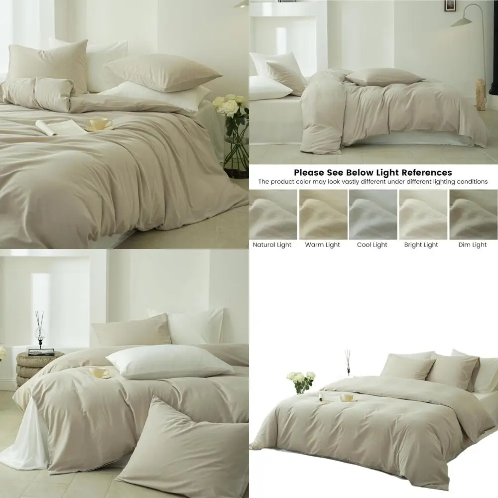 

Комплект хлопкового пододеяльника королевского размера — 3 предмета (1 чехол 104x92, 2 шт.) — дышащий и мягкий для нового использования (кремово-серый)