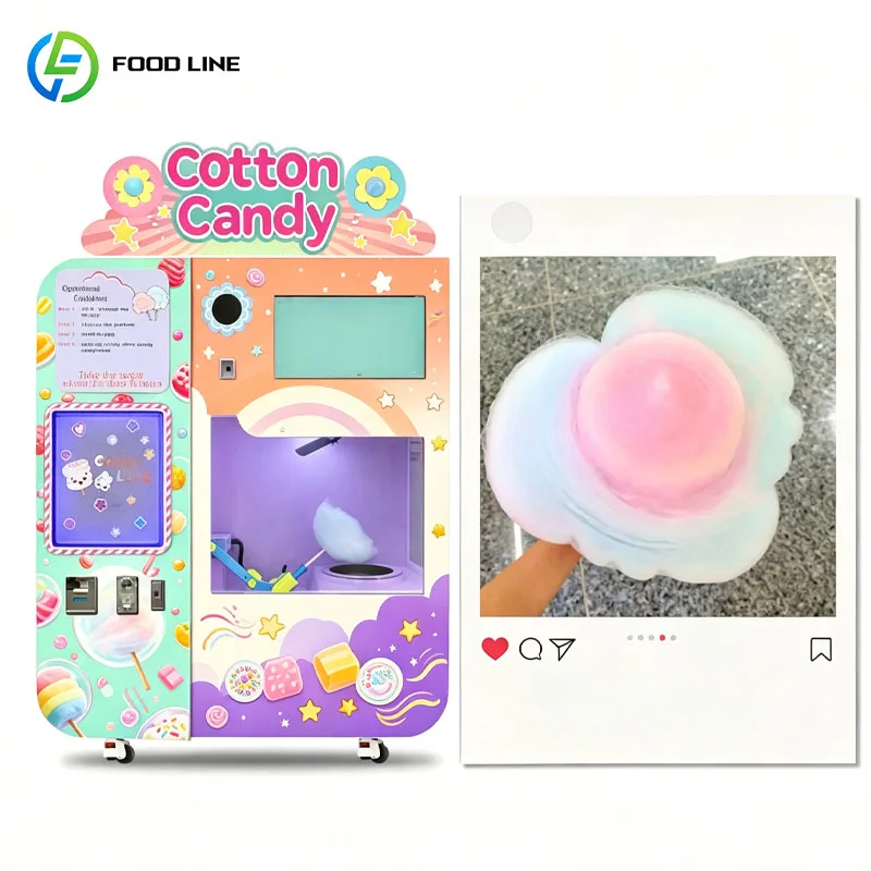 Smart Cotton Candy Vending Machine Automatic Candy Making Equipment For Mall Event Store Customized