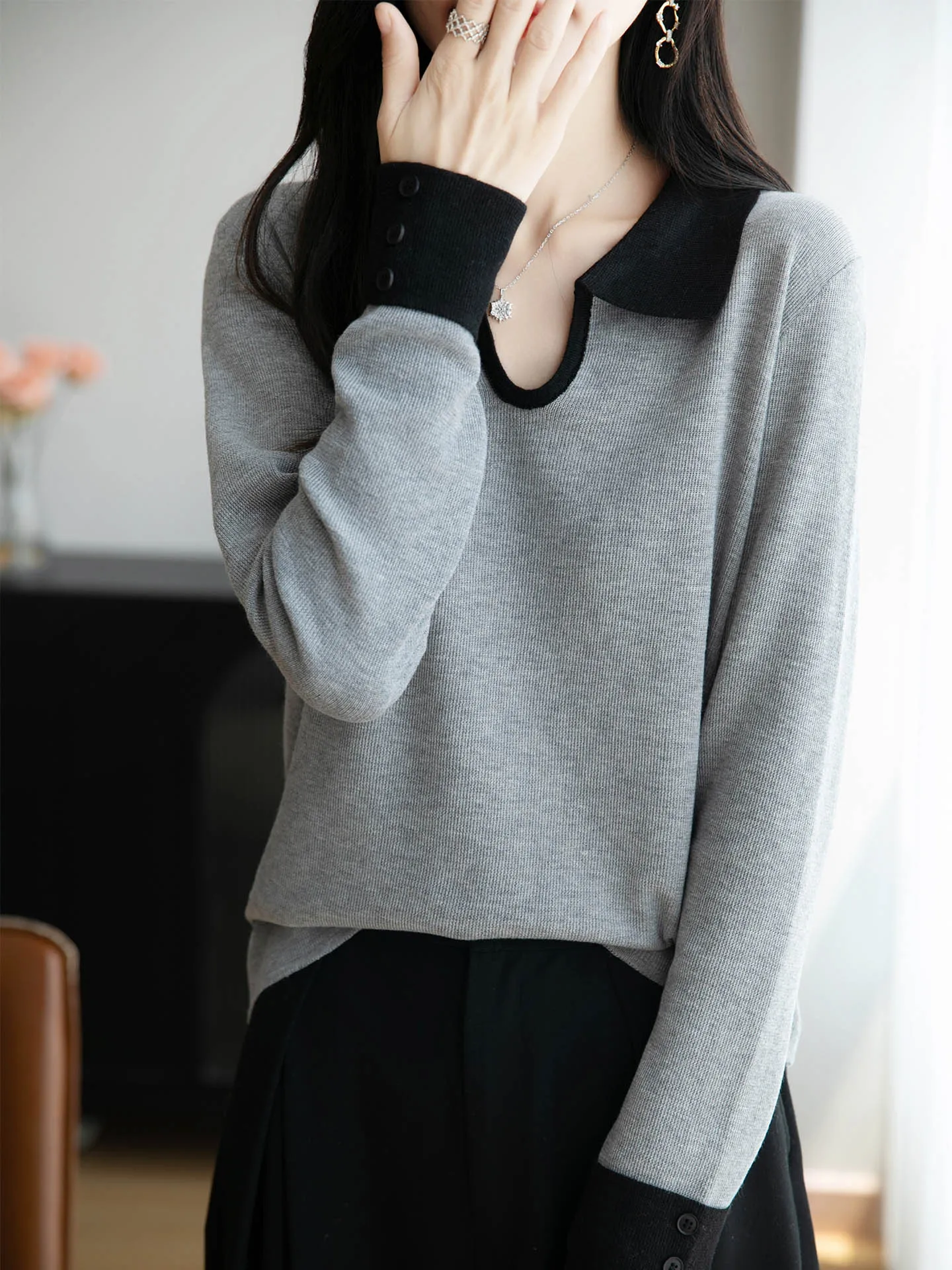 لينة السيدات 100% ميرينو كنزة صوفية من الصوف التلبيب تريكو سترة الكشمير المعنقة الخريف الشتاء الترفيه طويلة الأكمام لينة