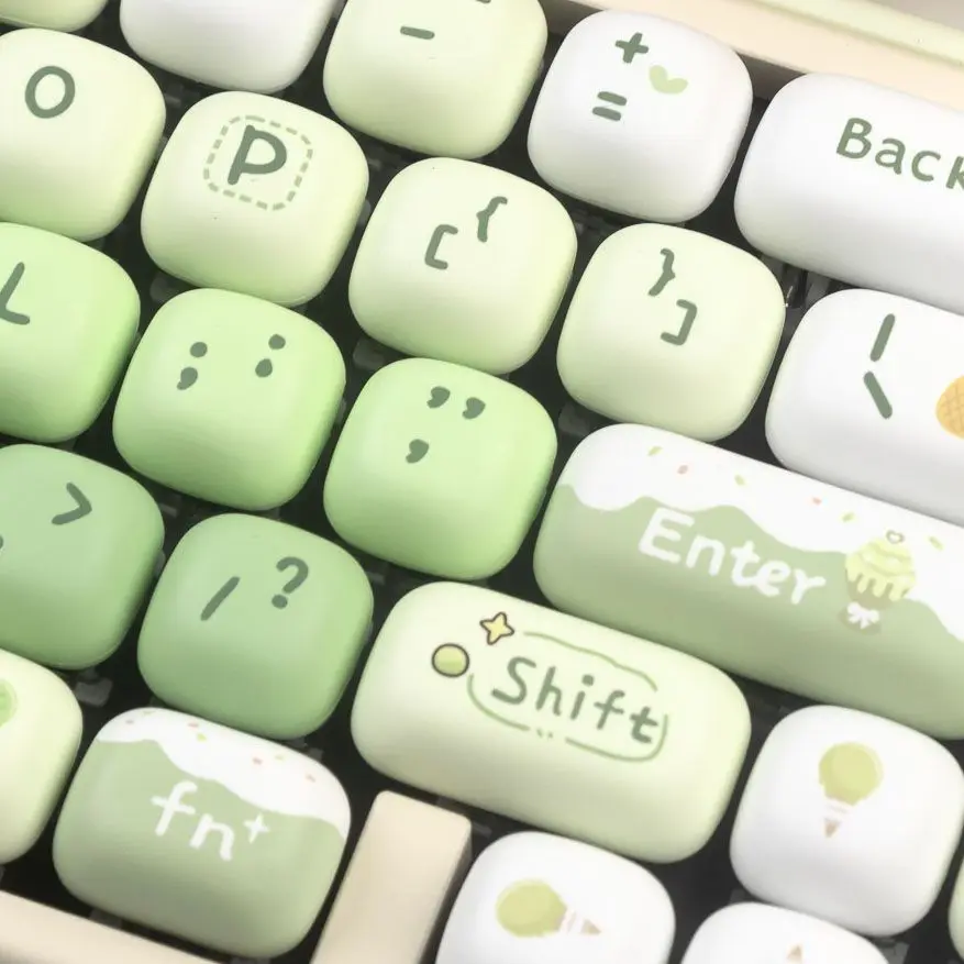 140 キーかわいいキーキャップ MOG 夏テーマキーキャップ PBT 女の子のためのかわいいグリーンキーキャップダイサブメカニカルキーボード 6.25U 分割スペース