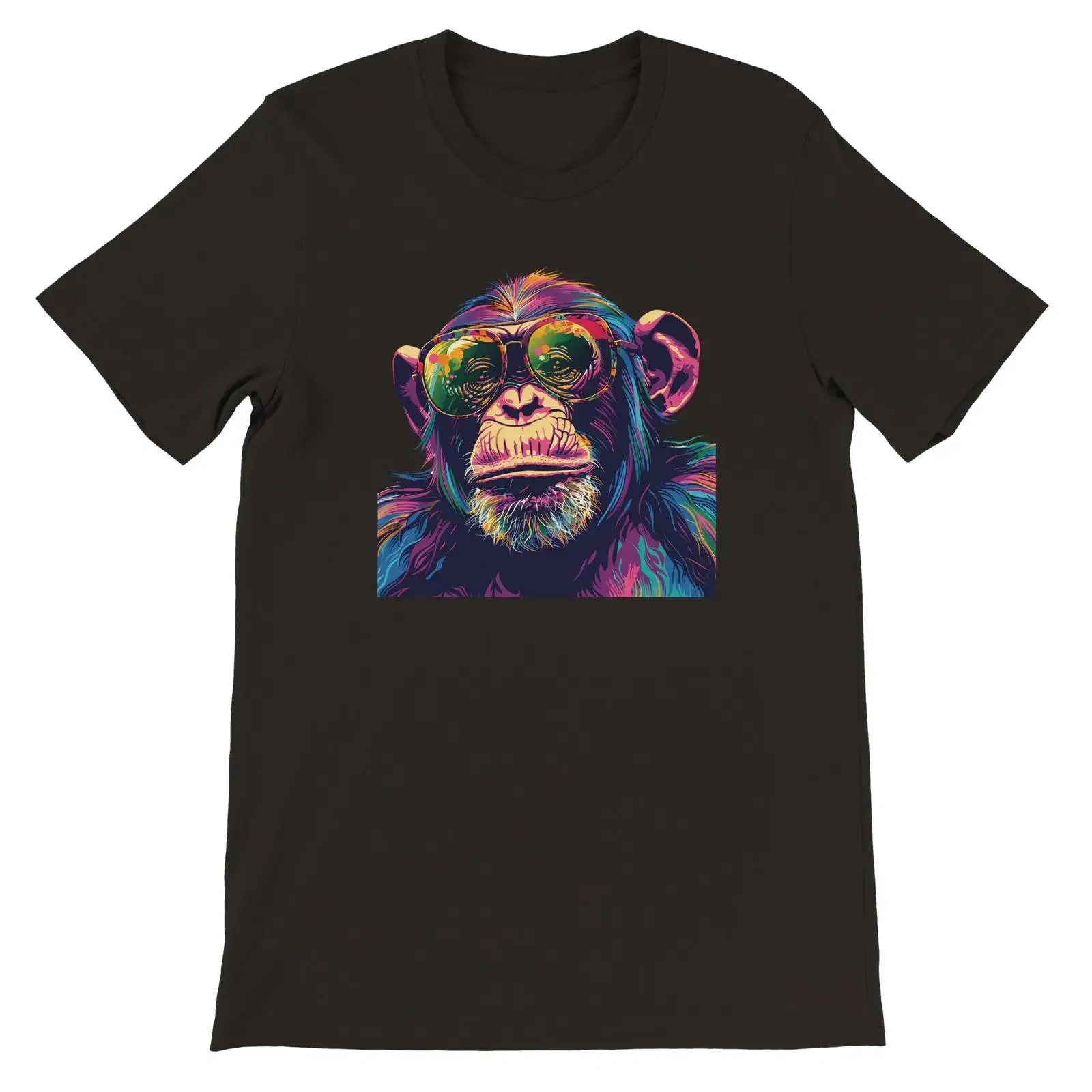 Colorful Sunglasses Chimpanzee T Shirt Funky Monkey Hipster Primate Funny Animal Streetwear for Him vintage Washed Comfortable