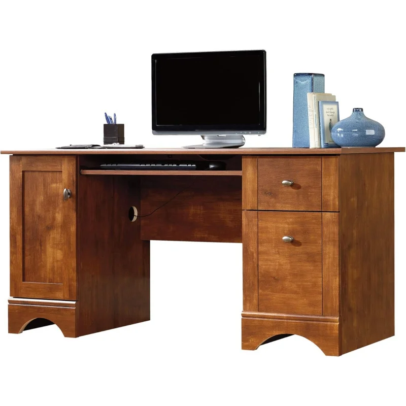 

Brushed Maple Computer Desk, Sturdy Select Engineered Wood Writing Desk, Minimalist Home Office Work Desk Laptop