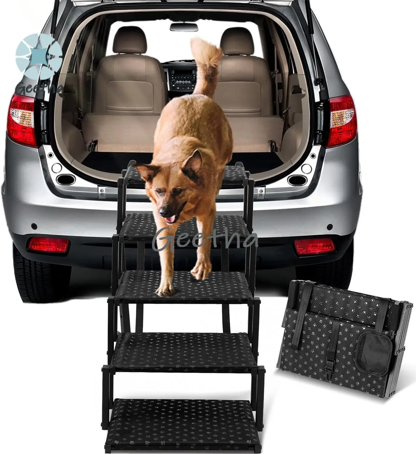 Adjustable Folding Aluminum Frame Pet Dog Ramp Convenient Car Stairs Ladder Large Dogs Sports Handle