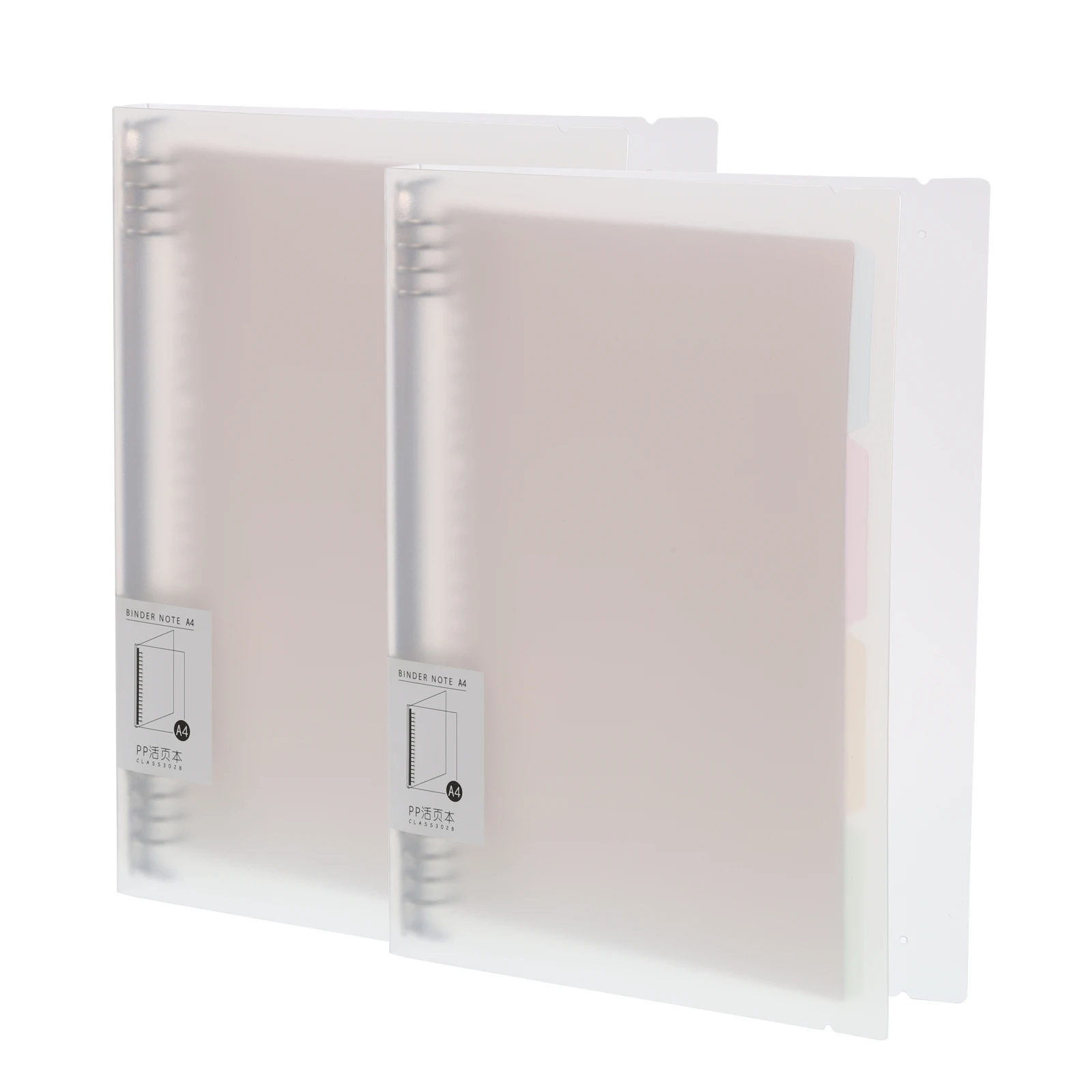 A4 Notebook Binder 2 Set Loose Leaf Book Ring Binder Organizer 8 Divider Tab 8/30 Rings for Classroom Office White